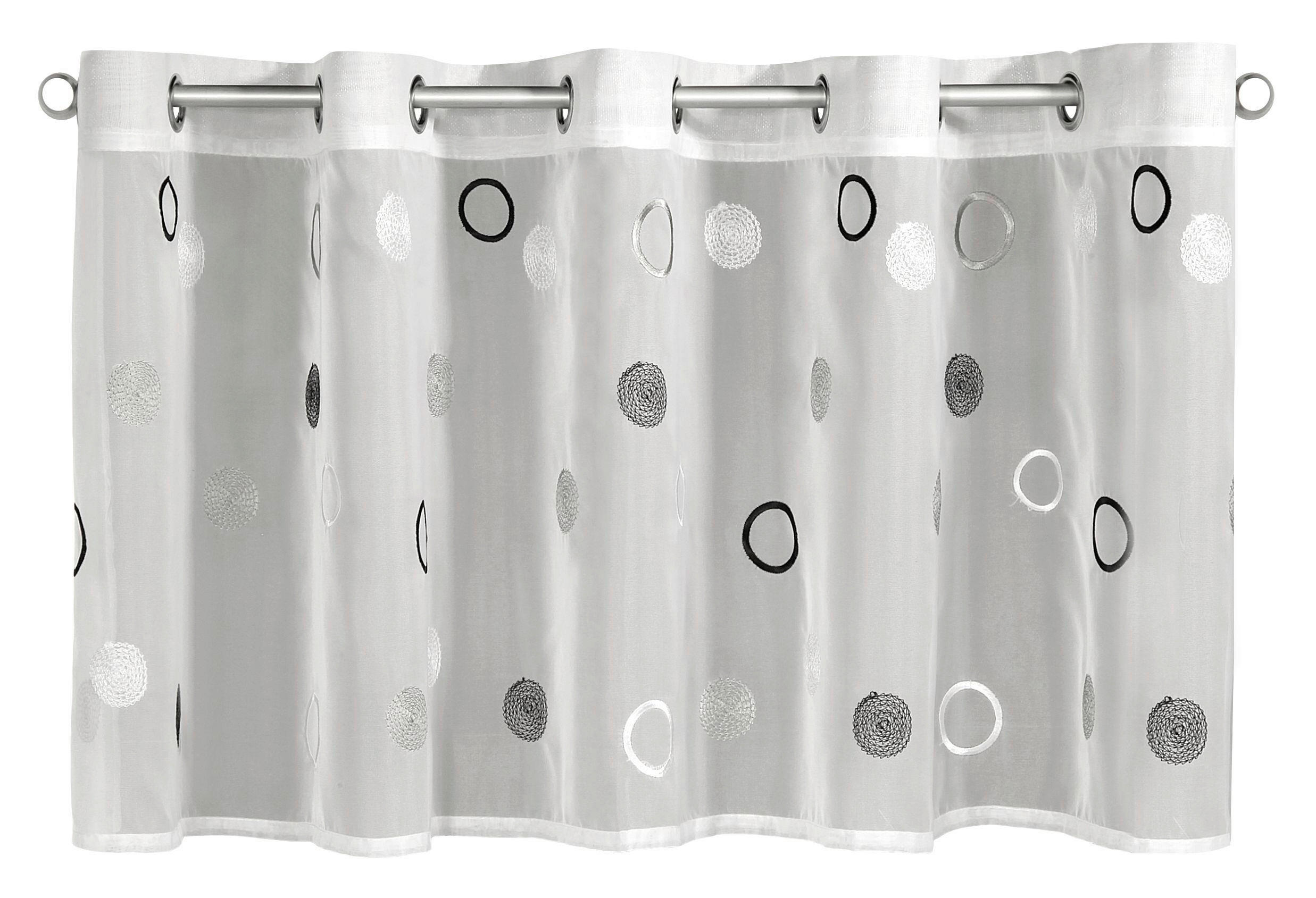 XXXLutz Kurzgardine Silber, Weiß 140x50 cm