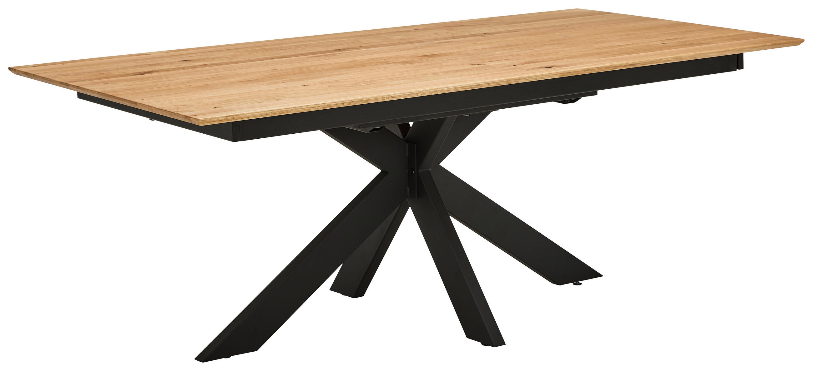 ESSTISCH Wildeiche rechteckig  ausziehbar  - Wildeiche/Schwarz, Design, Holz/Metall (200-285/100/75cm) - Valdera