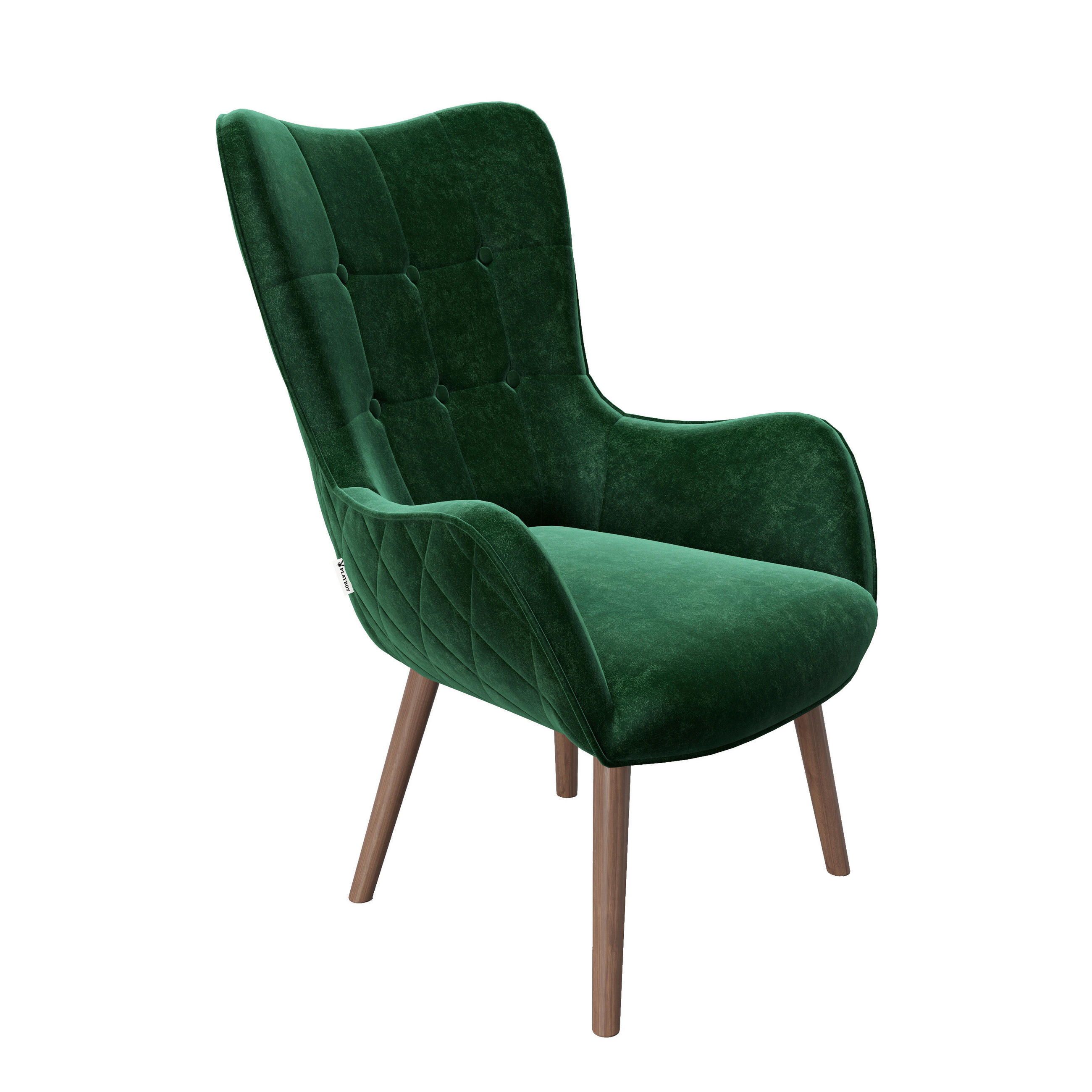 FOTELJ Z OPORO ZA GLAVO,  zelena tekstil - zelena/rjava, Konvencionalno, tekstil/les (68/99/77cm) - Playboy