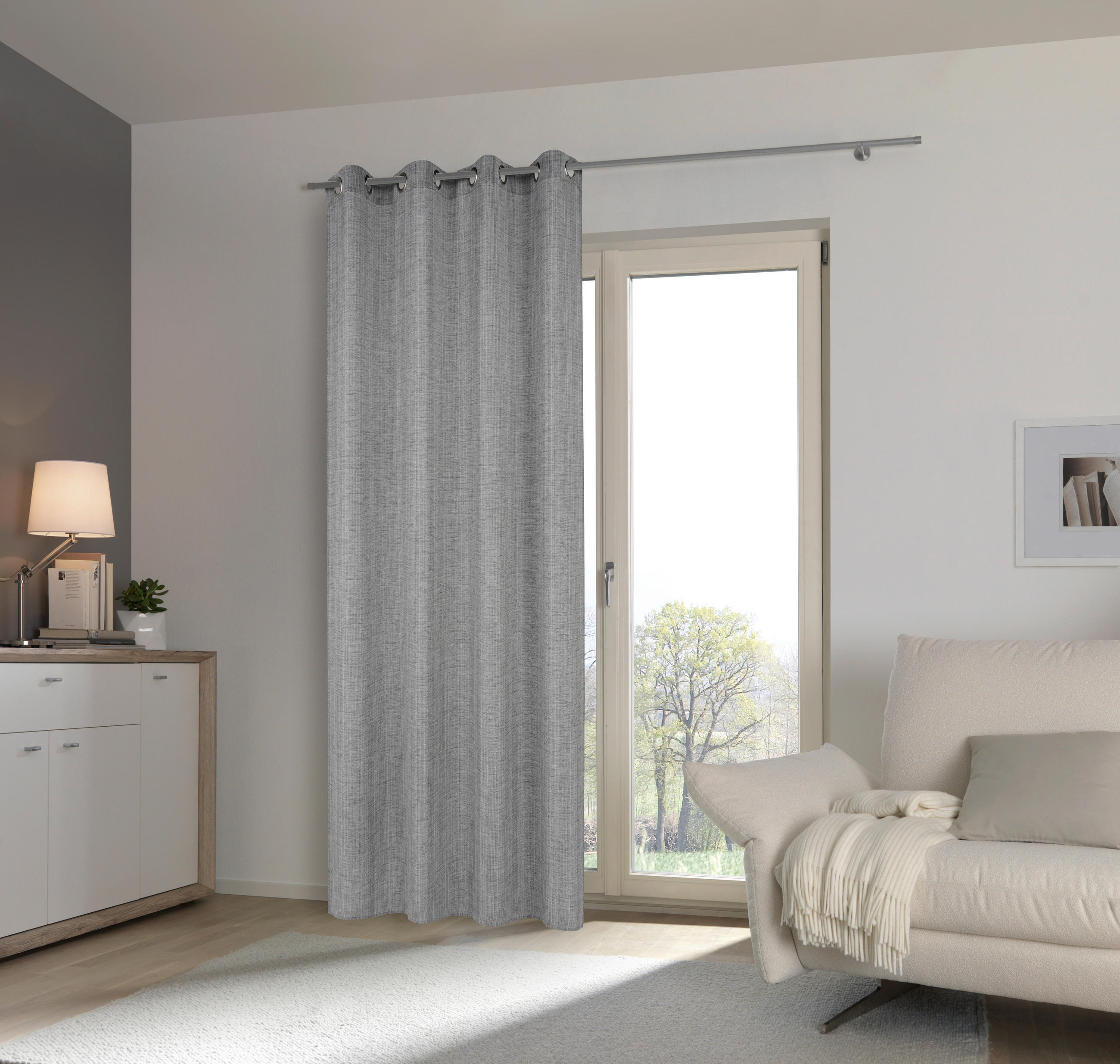RINGLIS FÜGGÖNY részben áttetsző  - antracit, Design, textil (140/245cm) - Esposa