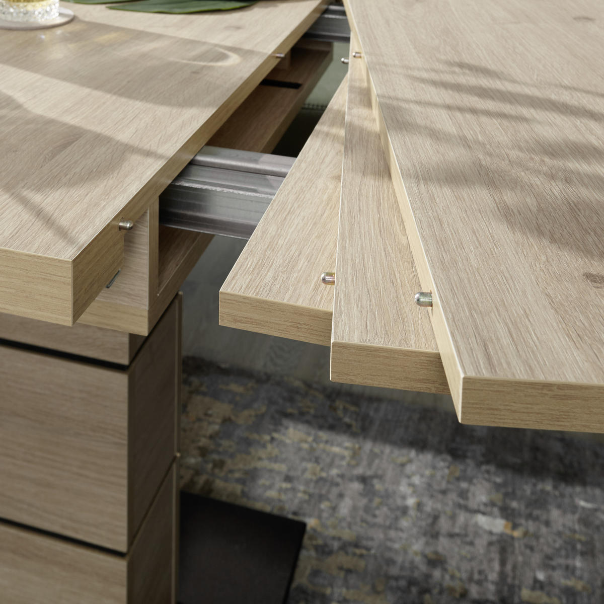ESSTISCH Schwarz, Eichefarben rechteckig  ausziehbar  - Eichefarben/Schwarz, Design, Holzwerkstoff (140-220/90/75cm) - Dieter Knoll