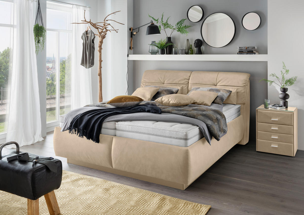 POLSTERBETT 180/200 cm  in Beige  - Weiss/Beige, Konventionell, Holz/Holzwerkstoff (180/200cm) - Beldomo - Sleep