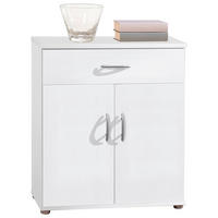 KOMODA, bela  - srebrne barve/bela, Konvencionalno, umetna masa/leseni material (60/70/30cm) - Boxxx