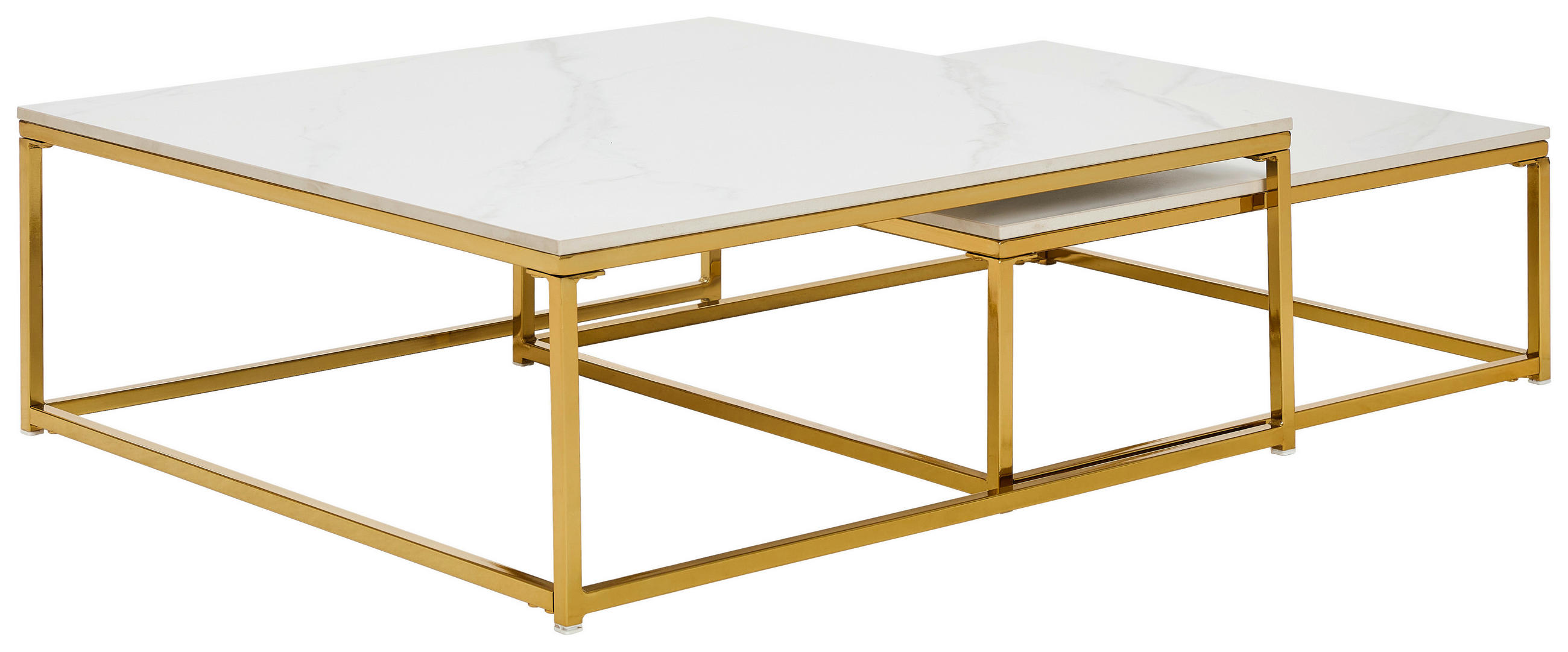 COUCHTISCHSET 75/65/27/22/75/65 cm quadratisch Weiß, Goldfarben  - Goldfarben/Weiß, Design, Keramik/Metall (75/65/27/22/75/65cm) - Livetastic