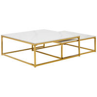 COUCHTISCHSET 75/65/27/22/75/65 cm quadratisch Weiß, Goldfarben  - Goldfarben/Weiß, Design, Keramik/Metall (75/65/27/22/75/65cm) - Livetastic