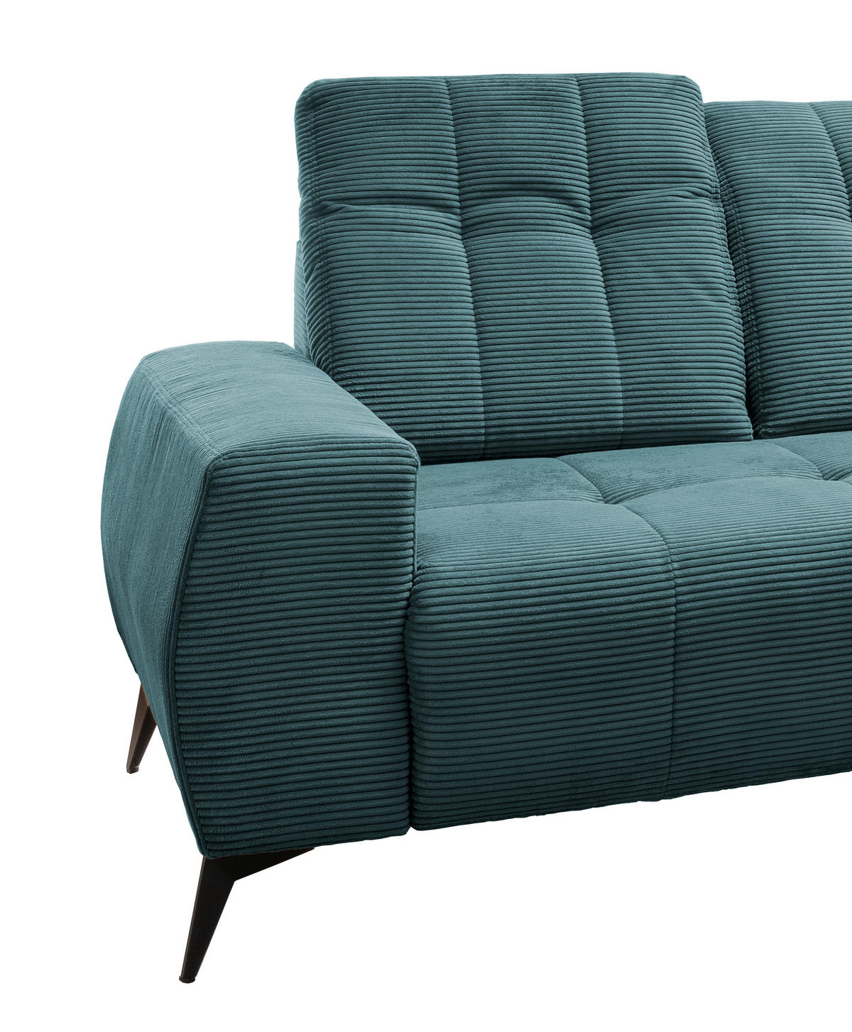 ECKSOFA in Cord Petrol  - Petrol/Schwarz, Modern, Textil/Metall (258/180cm) - Livetastic
