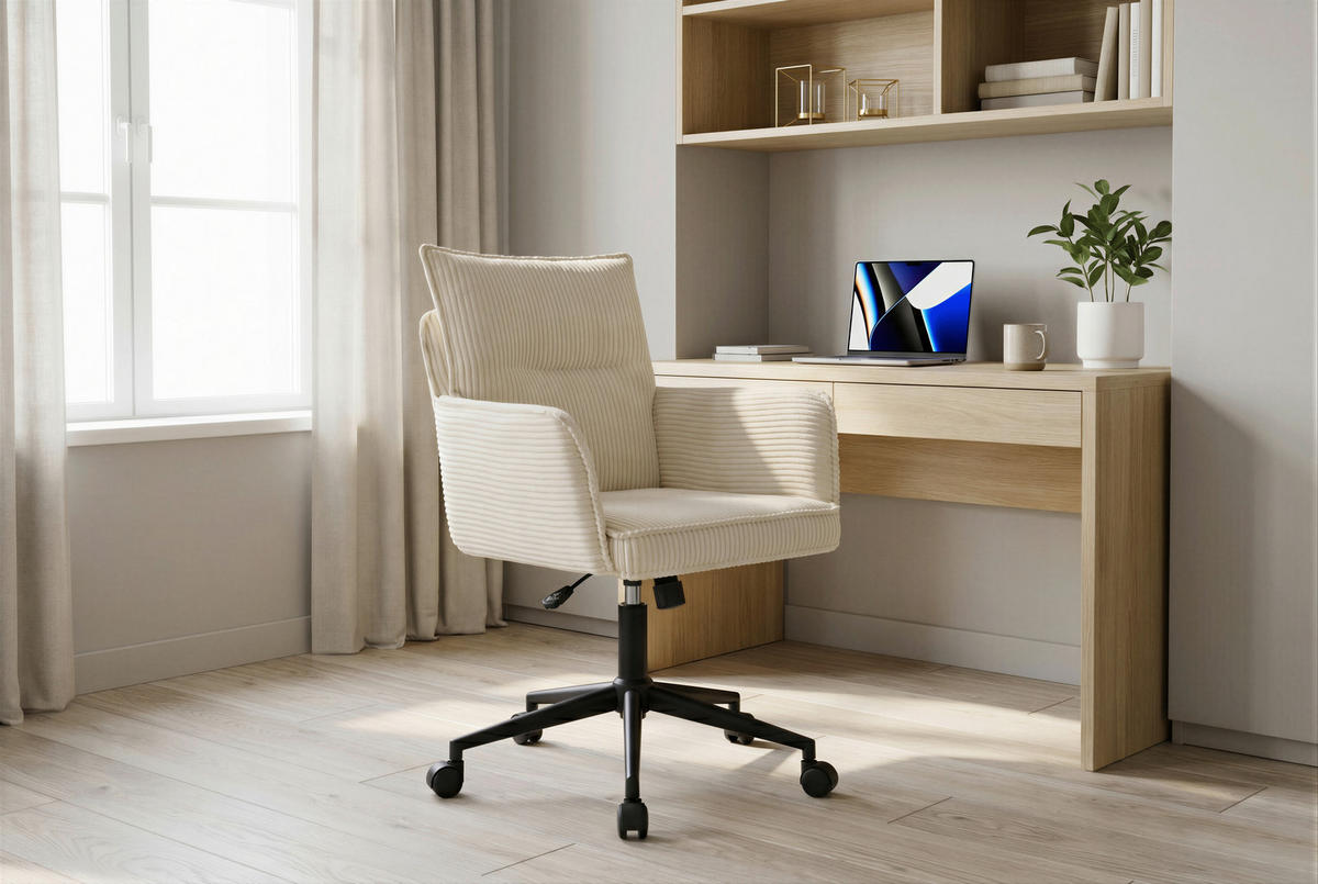 STOLICA OKRETNA  crna, bež  metal, tekstil  - bež/crna, Moderno, metal/tekstil (58,5/88/95/63cm) - Livetastic