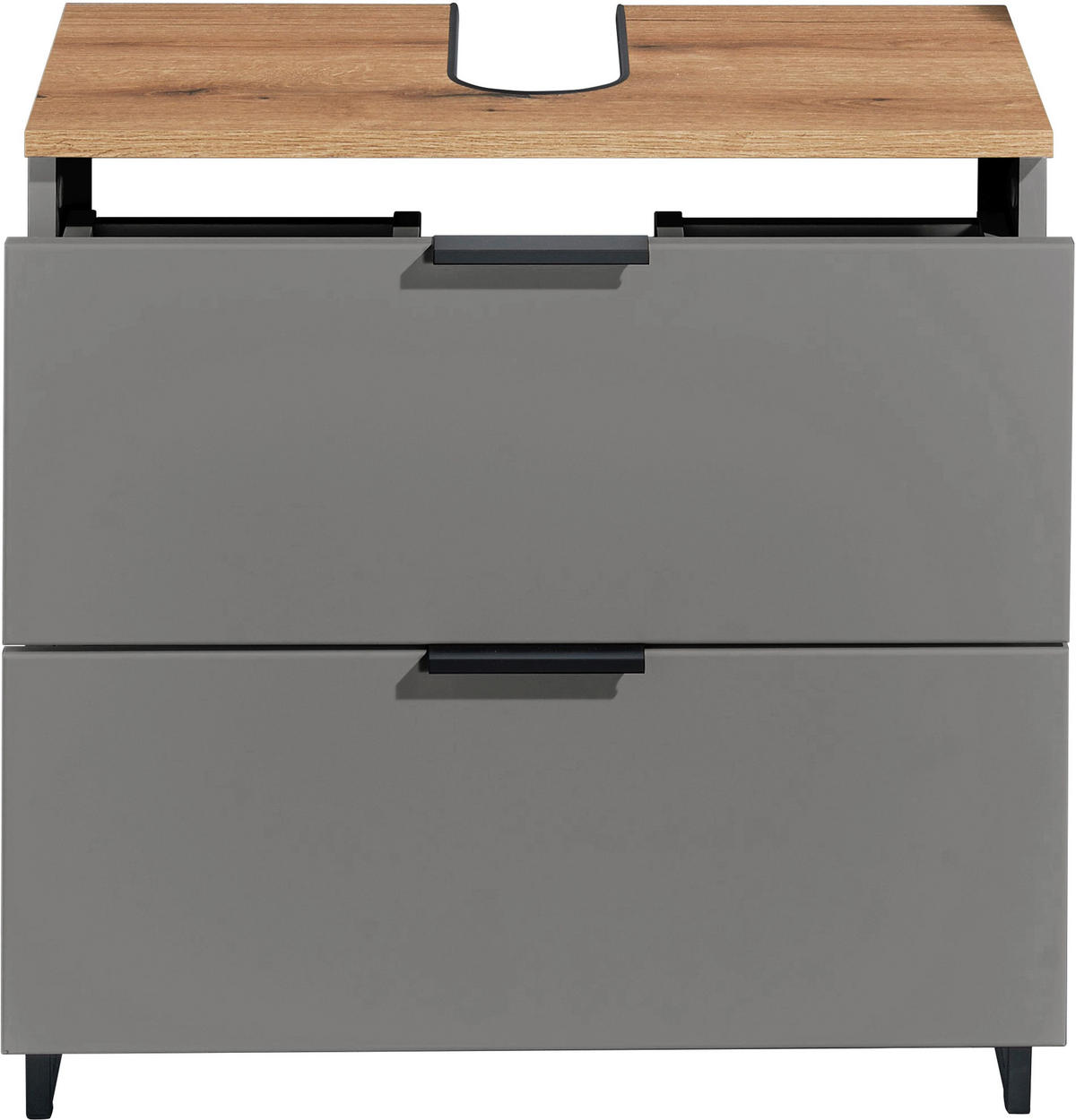 WASCHBECKENUNTERSCHRANK 60/60/35 cm  - Eichefarben/Schwarz, KONVENTIONELL, Holzwerkstoff/Metall (60/60/35cm) - home24