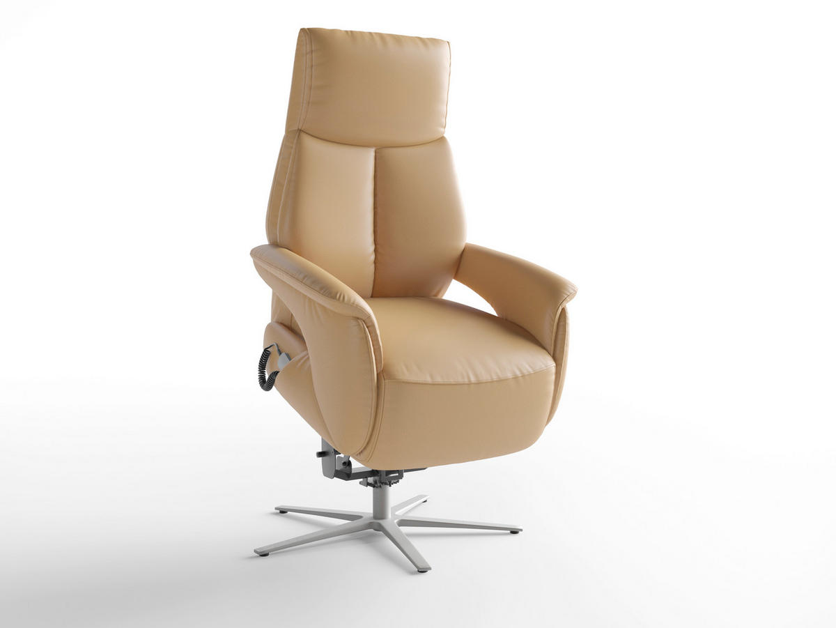 RELAXAČNÍ KŘESLO, kůže, cappuccino - barvy stříbra/cappuccino, Basics, kov/kůže (75/110/85cm) - Sit & More