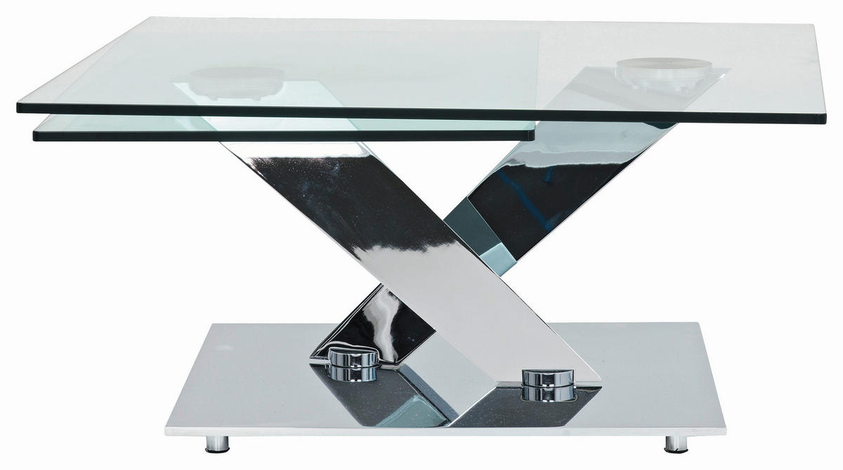 COUCHTISCH in Metall, Glas 84-129/106/40 cm  - Chromfarben, Design, Glas/Metall (84-129/106/40cm)