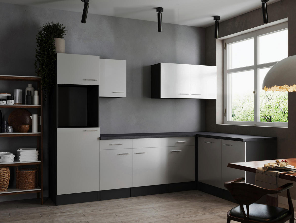 HÖRNKÖK 280/172 cm  i grå, vit  - vit/silver, Design, metall/trämaterial (280/172cm) - Respekta