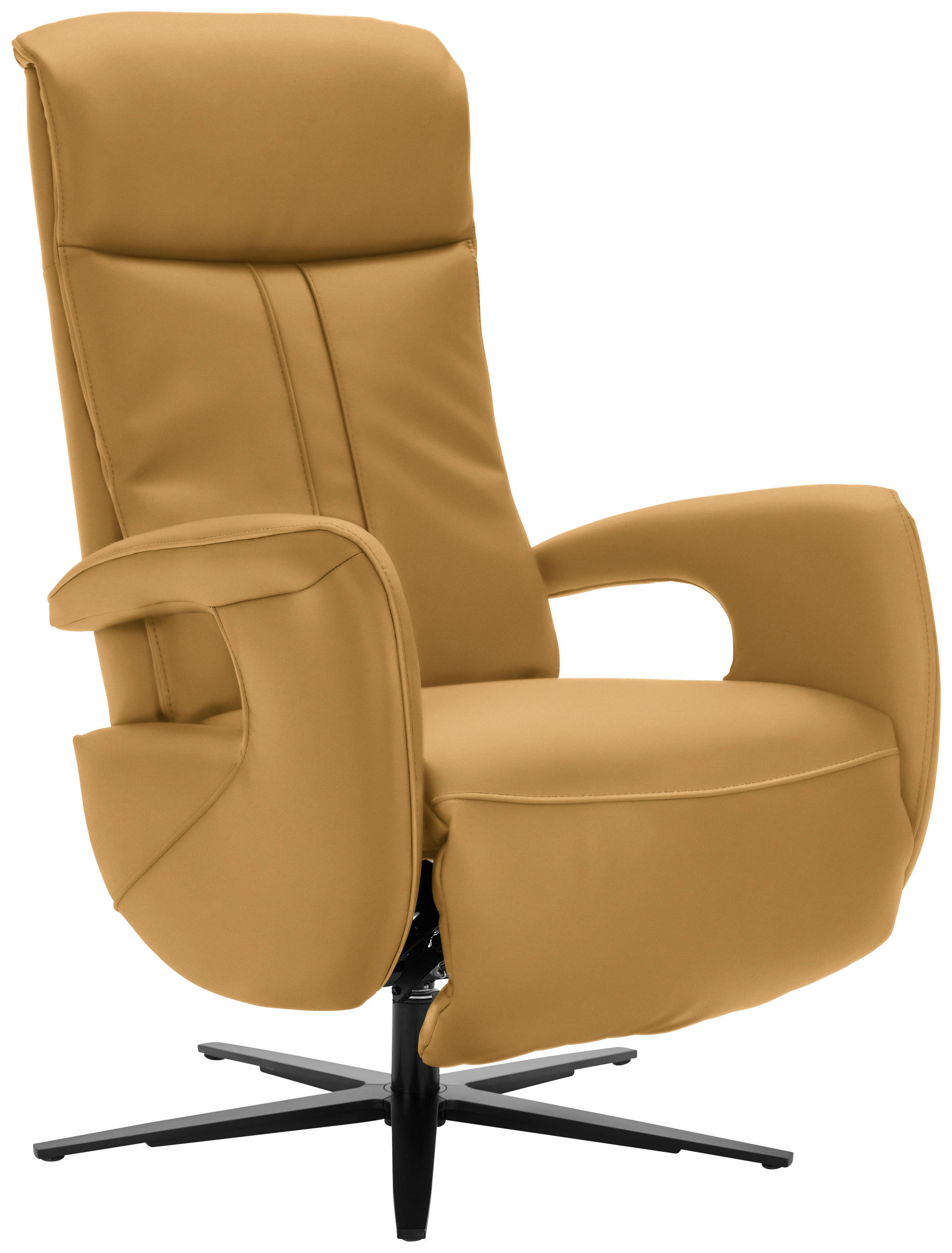 RELAXSESSEL in Leder Senfgelb  - Senfgelb/Schwarz, Design, Leder/Metall (71/112/83cm) - Dieter Knoll