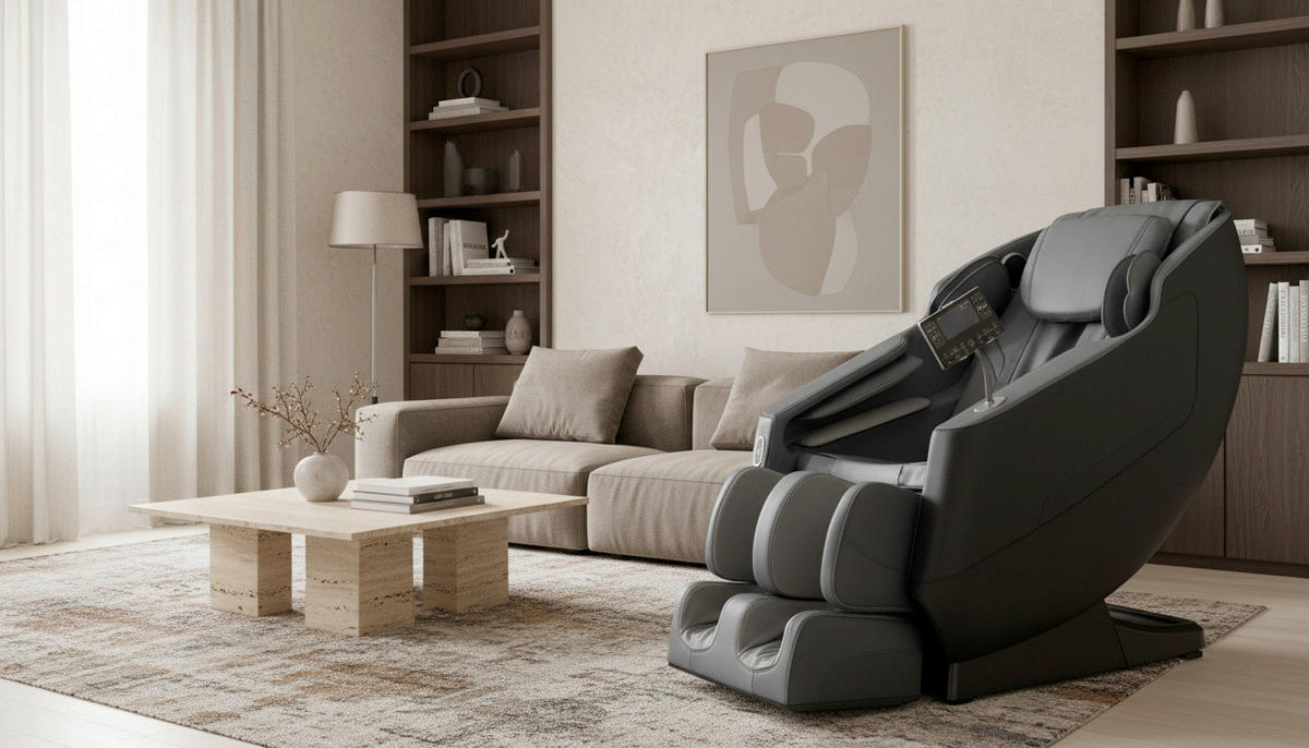 MASSAGESESSEL Fixed po Series  mit Lederlook Grau, Schwarz Relaxfunktion, Liegefunktion, Netzbetrieb, Massagefunktion, USB-Anschluss, ausziehbare Fußstütze, automatische Rückholfunktion, Bluetooth-Lautsprecher, inklusive Armlehnen, Nackenkissen abnehmbar Rückenkissen, Nackenstütze, Sitzkissen, Relaxfunktion, Fußteilverstellung, Nackenkissen  - Schwarz/Grau, KONVENTIONELL, Kunststoff/Textil (136/74,5/104,6cm) - Novel