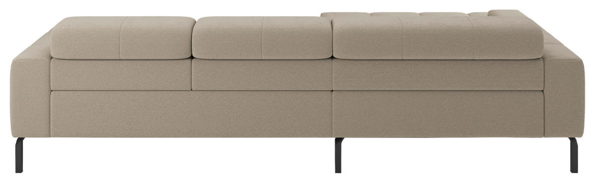 ECKSOFA Sandfarben Feincord Rücken echt, Kopfteilverstellung, Sitztiefenverstellung  - Sandfarben/Schwarz, KONVENTIONELL, Textil/Metall (226/293cm) - Hom`in