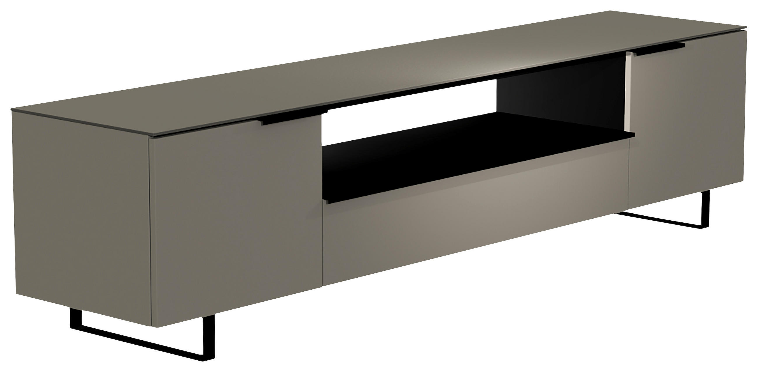 LOWBOARD Grau, Schwarz  - Schwarz/Grau, Design, Glas/Holzwerkstoff (210/51/45cm) - Moderano