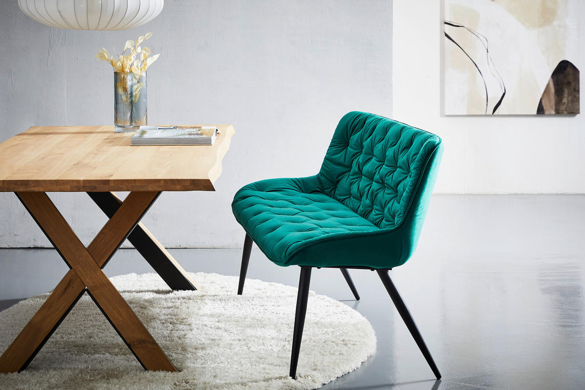 SITZBANK 160/84/69 cm Samt Grün, Schwarz Pappel Sperrholz  - Schwarz/Grün, MODERN, Holz/Textil (160/84/69cm) - Livetastic