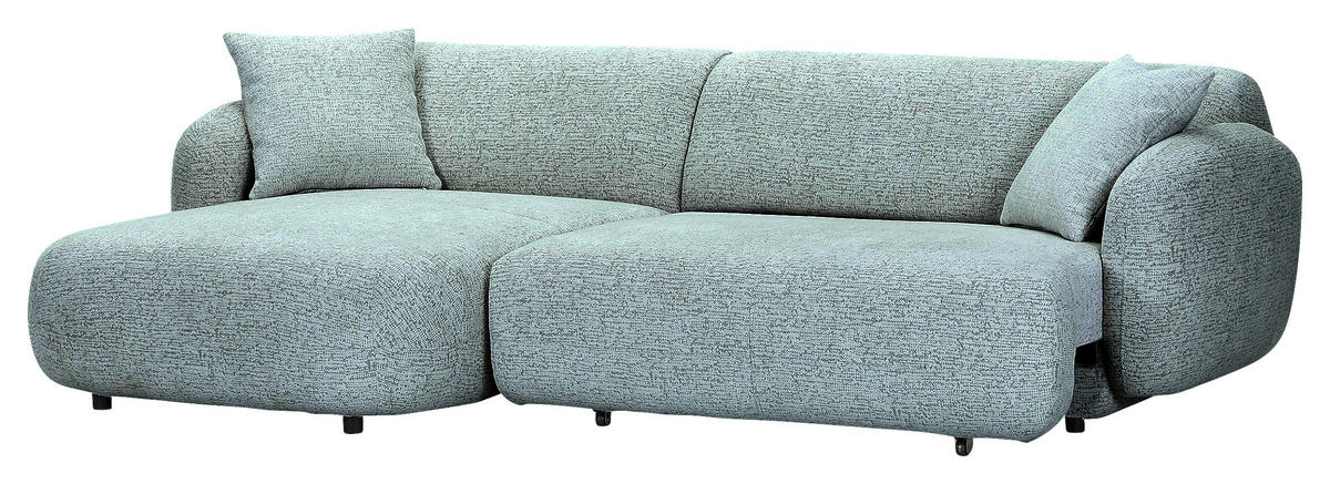 ECKSOFA  in Flachgewebe Mintgrün Zierkissen, Rücken echt, Sitztiefenverstellung  162/275 cm  - Schwarz/Mintgrün, MODERN, Kunststoff/Textil (162/275cm) - Carryhome