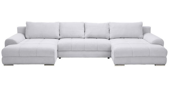 WOHNLANDSCHAFT  in Cord Hellgrau  - Chromfarben/Hellgrau, KONVENTIONELL, Kunststoff/Textil (180/376/180cm) - Carryhome