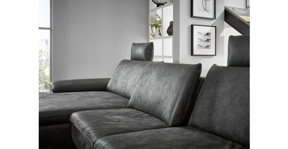 ECKSOFA Anthrazit Mikrofaser  - Anthrazit/Schwarz, Design, Textil/Metall (181/341cm) - Dieter Knoll