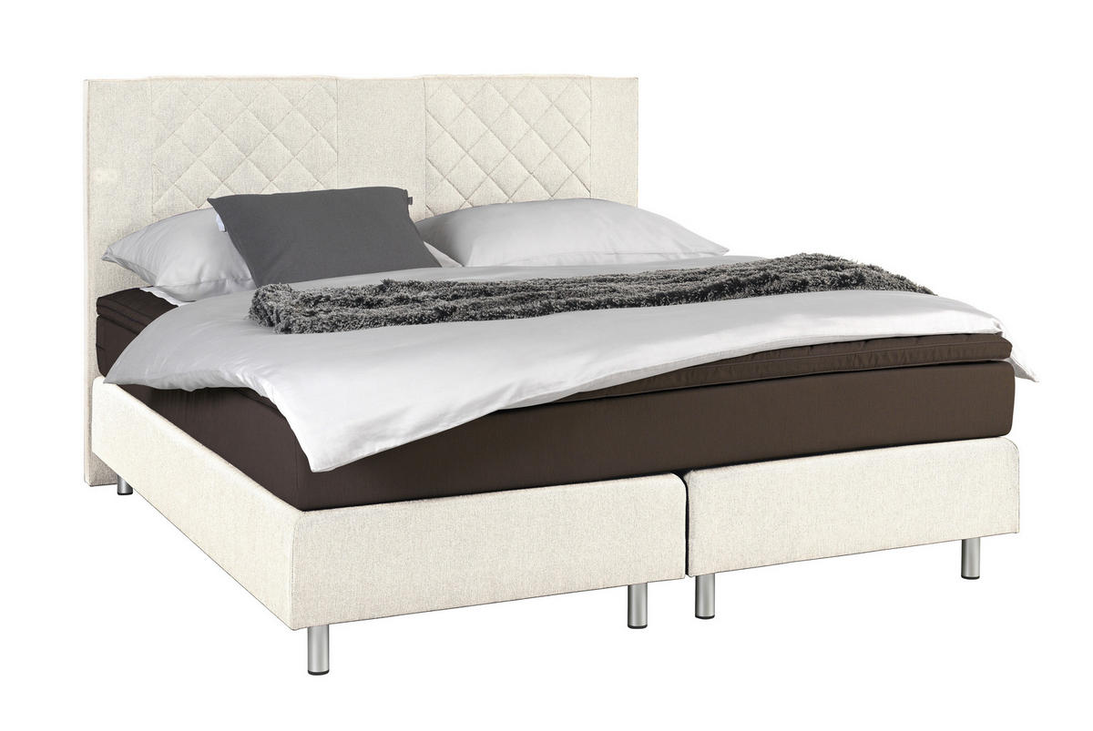 BOXSPRING-ÁGY 180/200 cm  bézs  - bézs/alumínium színű, Design, fa (180/200cm) - Carryhome