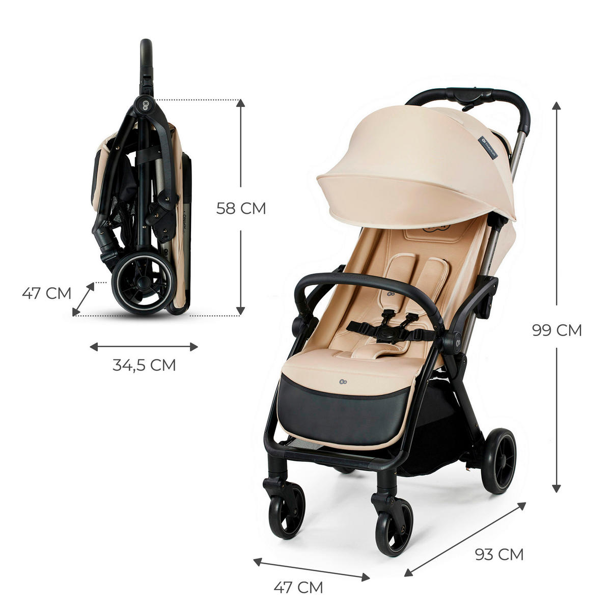 BUGGY Apino  - Beige/Schwarz, Basics (47/99/93cm) - kinderkraft