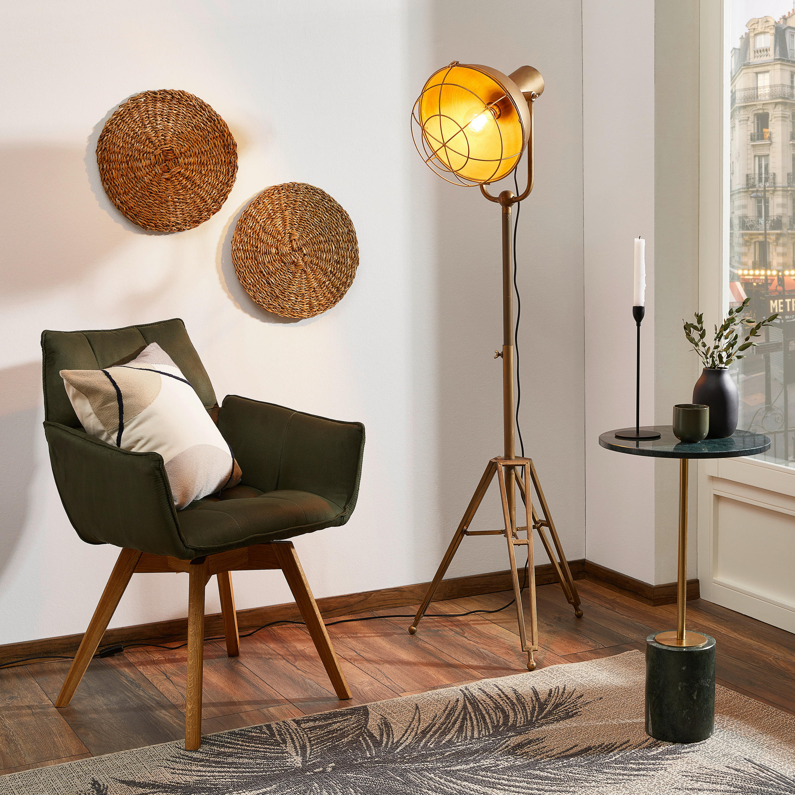STEHLEUCHTE 51/46/120-175 cm - Bronzefarben, Trend, Metall (51/46/120-175cm) - Light & Living