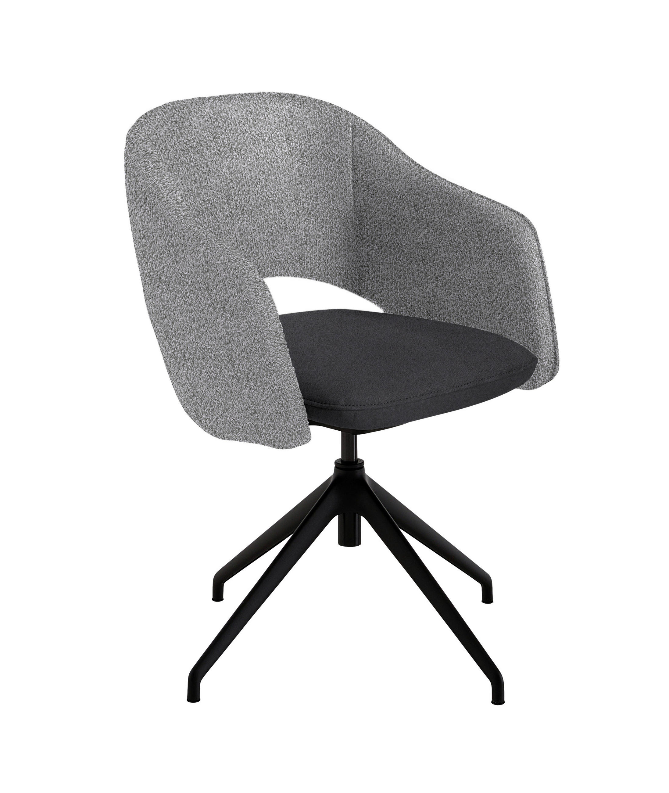 ARMLEHNSTUHL  Stoffauswahl, Wippfunktion, Sitzfläche 360° drehbar, gepolsterte Armlehnen Flachgewebe  - Anthrazit/Schwarz, Design, Textil/Metall (63/74-90/57-73cm) - Koinor