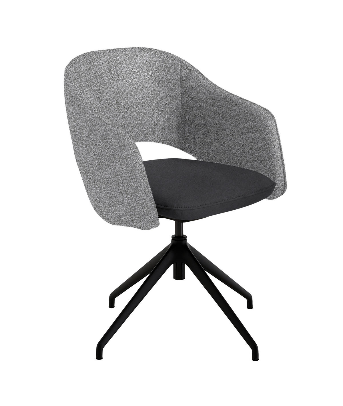 ARMLEHNSTUHL  Stoffauswahl, Wippfunktion, Sitzfläche 360° drehbar, gepolsterte Armlehnen Flachgewebe  - Anthrazit/Schwarz, Design, Textil/Metall (63/74-90/57-73cm) - Koinor