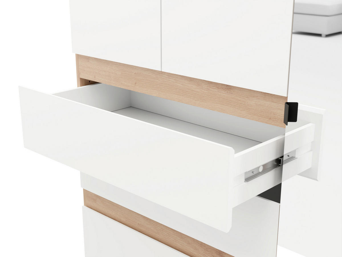 ORMAR ZA ODJEĆU bijela, hrast Artisan   - bijela/hrast Artisan, Moderno, staklo/drvni materijal (117/52/207,5cm)