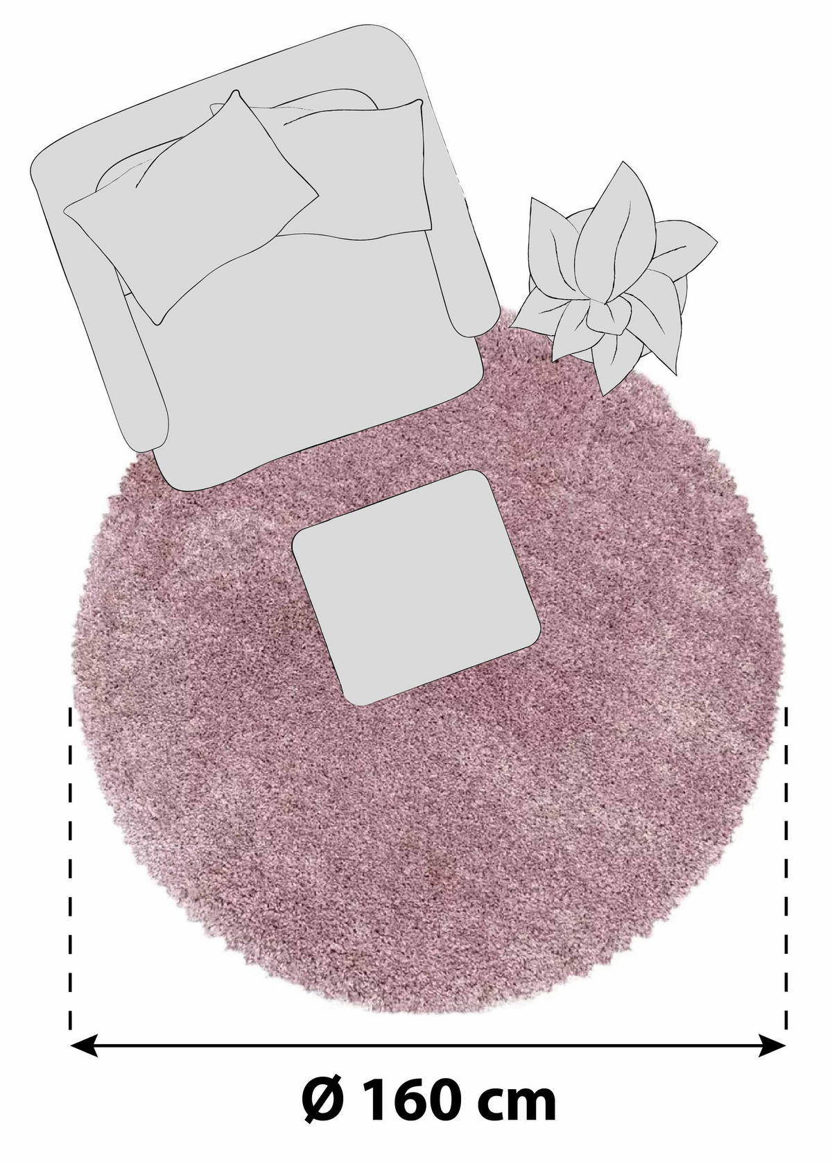 HOCHFLORTEPPICH 160 cm Fluffy 3500 Rosa Rosa  - Rosa, Basics, Textil (160cm)