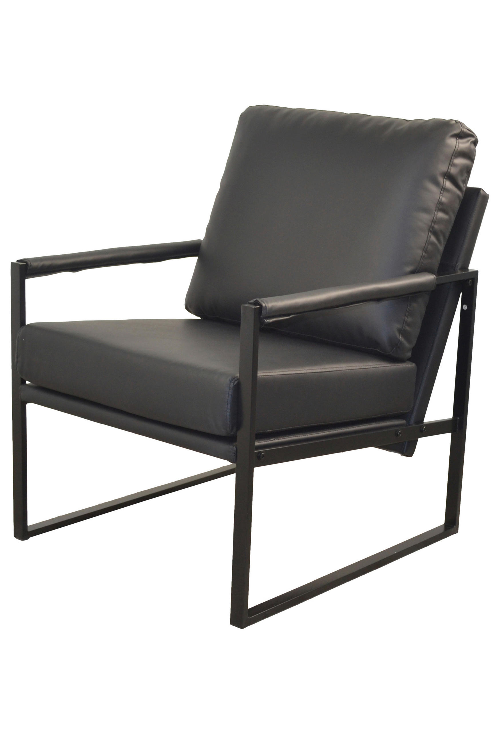 LOUNGESESSEL Lederlook Schwarz    - Schwarz, Design, Textil/Metall (65/90/81cm) - MID.YOU