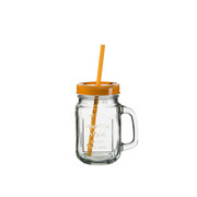 TRINKGLAS 450 ml - Transparent/Orange, KONVENTIONELL, Glas (10,9/13,5/7,8cm) - Homeware