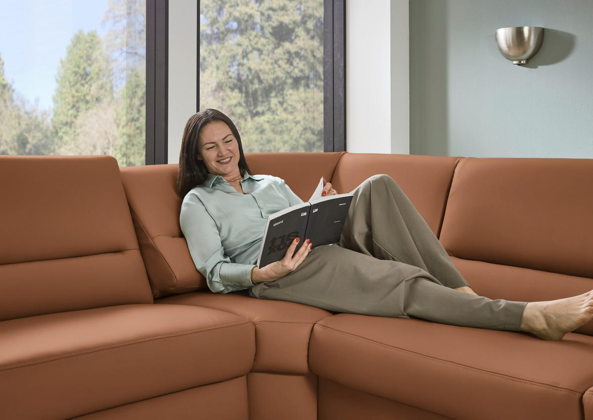 ECKSOFA  in Echtleder Cognac  249/290 cm  - Cognac/Schwarz, KONVENTIONELL, Leder/Metall (249/290cm) - Beldomo Premium