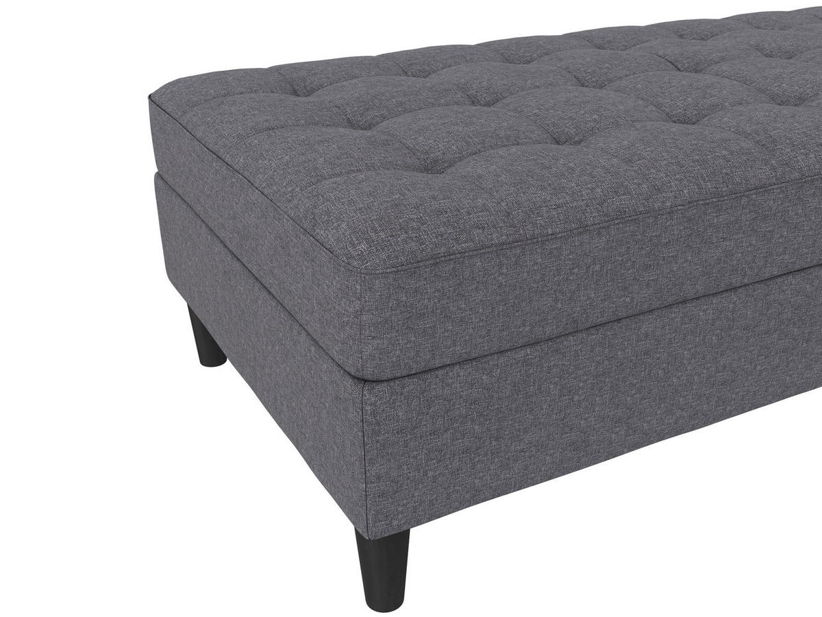 HOCKER PALERMO Webstoff, Leinenoptik Grau  - Schwarz/Grau, Basics, Kunststoff/Textil (130/43/69cm) - Livetastic