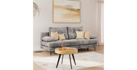 SCHLAFSOFA Chenille Grau Rückenkissen, Armlehnenkissen, Bettkasten, Schlaffunktion, Rücken echt  - Schwarz/Grau, KONVENTIONELL, Textil/Metall (203/94/96cm) - Carryhome