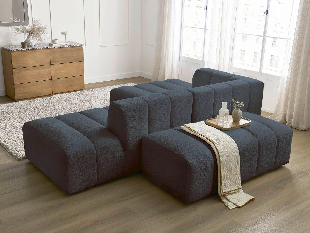 ECKSOFA  ANNECY Dunkelblau Bouclé  - Schwarz/Dunkelblau, MODERN, Kunststoff/Textil (170/262cm)