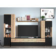 WOHNWAND  in Schwarz, Eiche Artisan  300/199,8/45 cm  - Schwarz/Eiche Artisan, KONVENTIONELL, Glas/Holzwerkstoff (300/199,8/45cm) - Carryhome