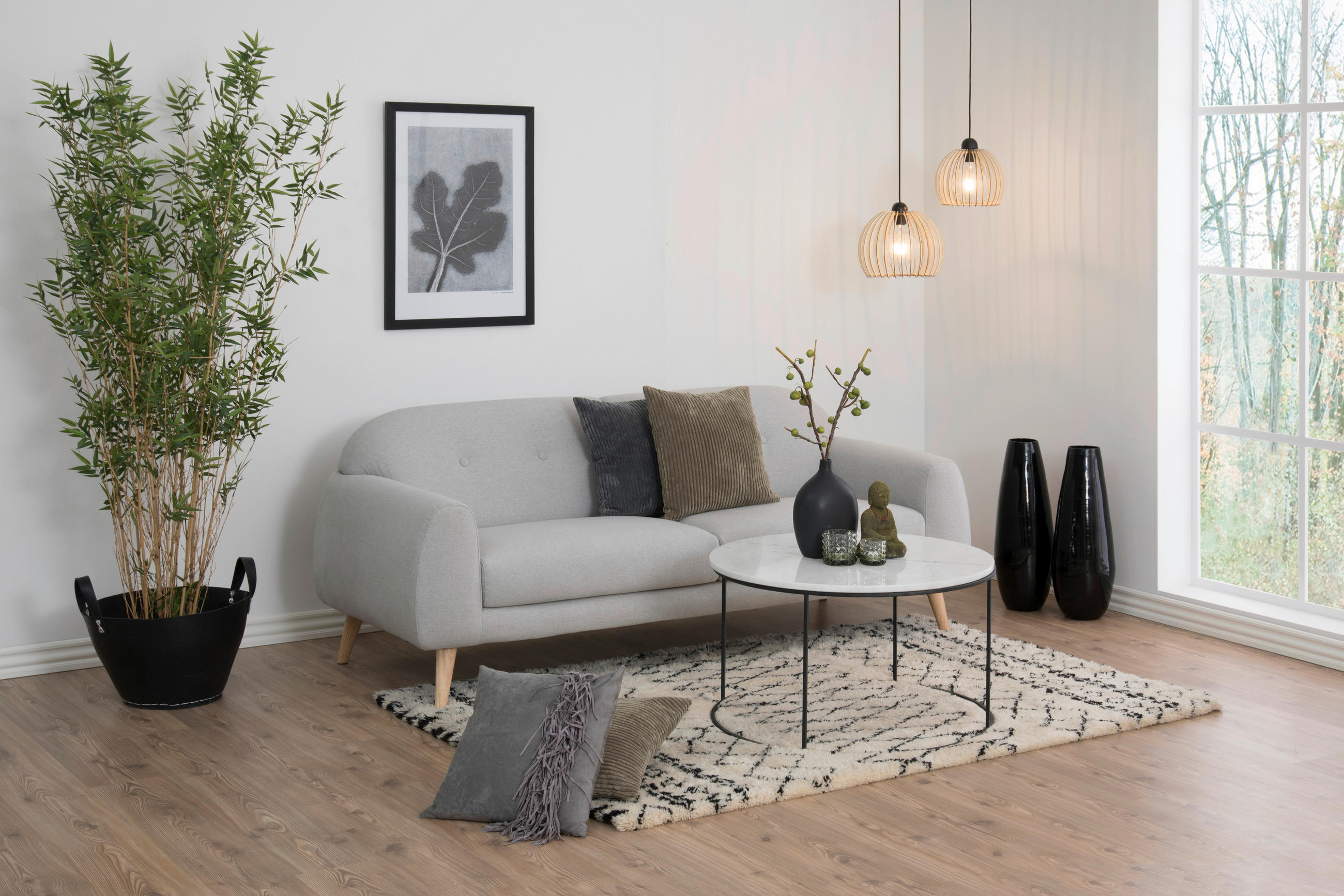 COUCHTISCH in Metall, Stein 80/80/45 cm  - Schwarz/Weiß, Trend, Stein/Metall (80/80/45cm) - MID.YOU