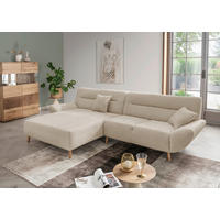 ECKSOFA Beige Bouclé  - Wildeiche/Beige, KONVENTIONELL, Holz/Textil (166/290cm) - MID.YOU
