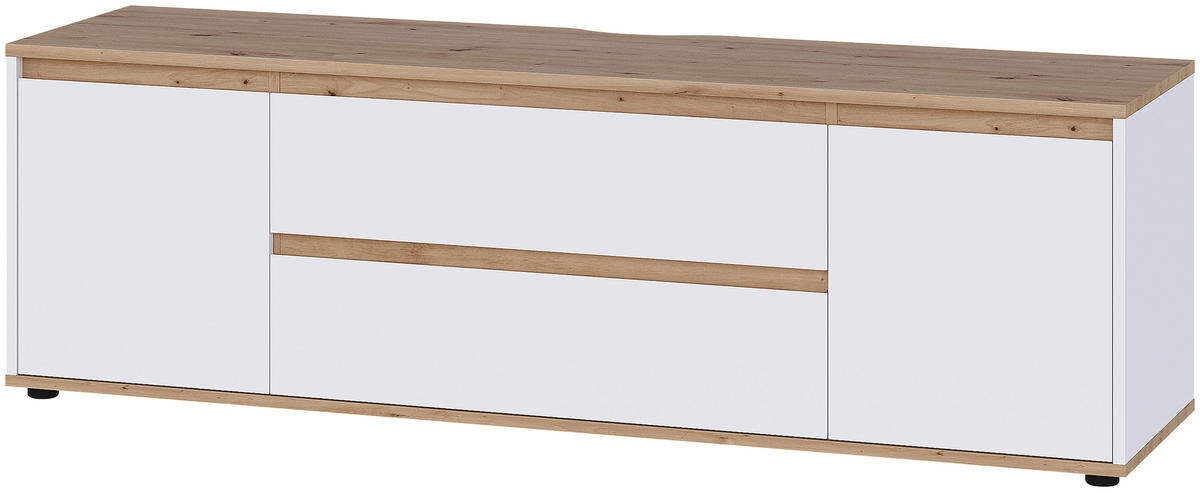 LOWBOARD  160/50/42 cm 2 Schublade(n) stehend  - Schwarz/Weiß, MODERN, Holzwerkstoff/Kunststoff (160/50/42cm) - Carryhome