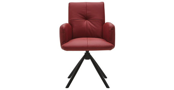 ARMLEHNSTUHL Echtleder Rot, Schwarz - Rot/Schwarz, Design, Leder/Metall (62/87/59cm) - Dieter Knoll