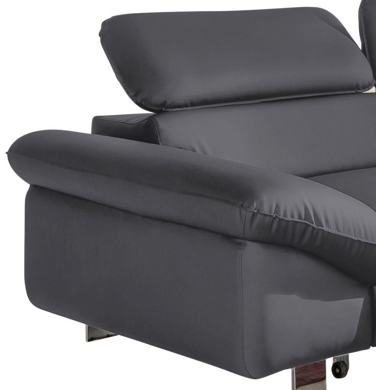 WOHNLANDSCHAFT in Lederlook Fango  - Chromfarben/Fango, Modern, Textil/Metall (266/214cm) - MID.YOU