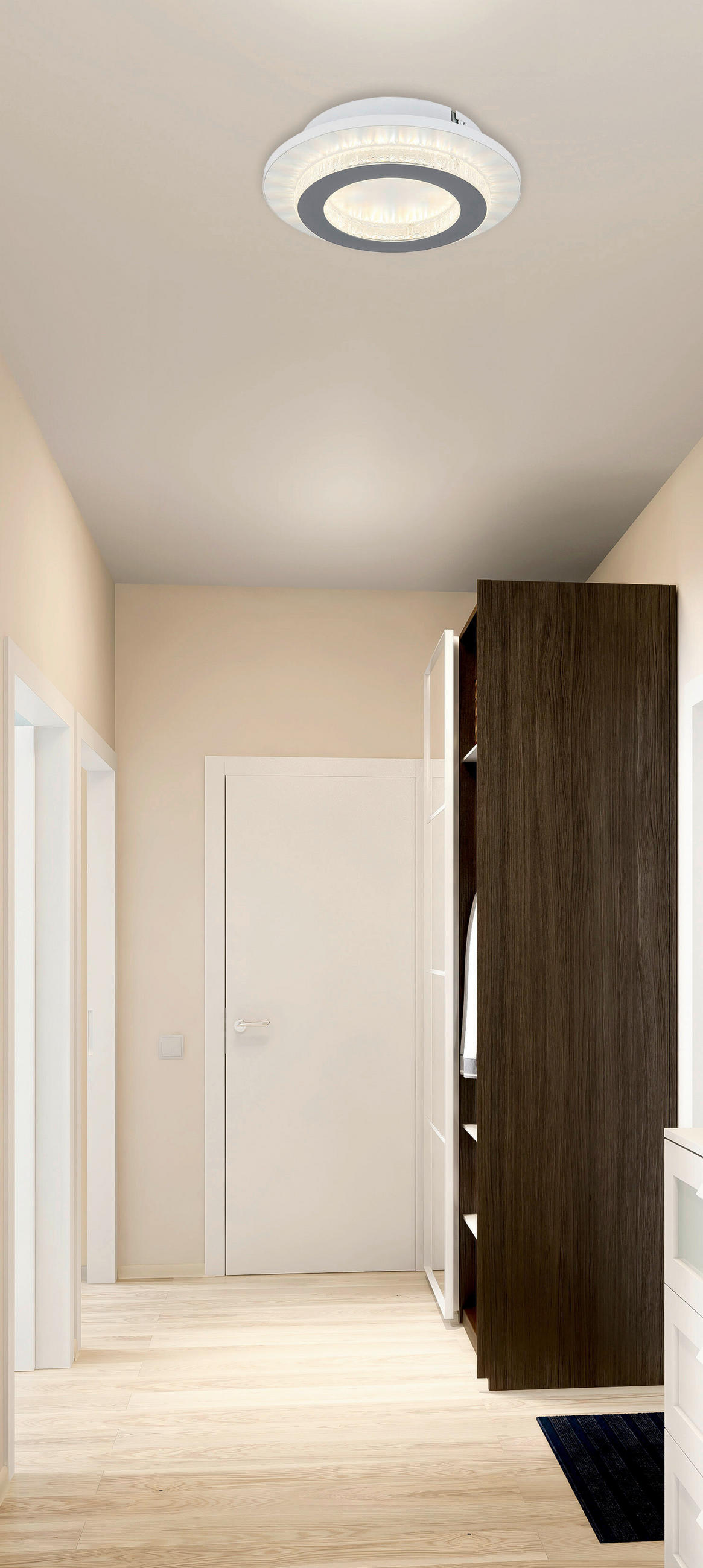 LED-DECKENLEUCHTE 20/5,5 cm   - Klar/Hellgrau, Design, Kunststoff/Metall (20/5,5cm) - Globo