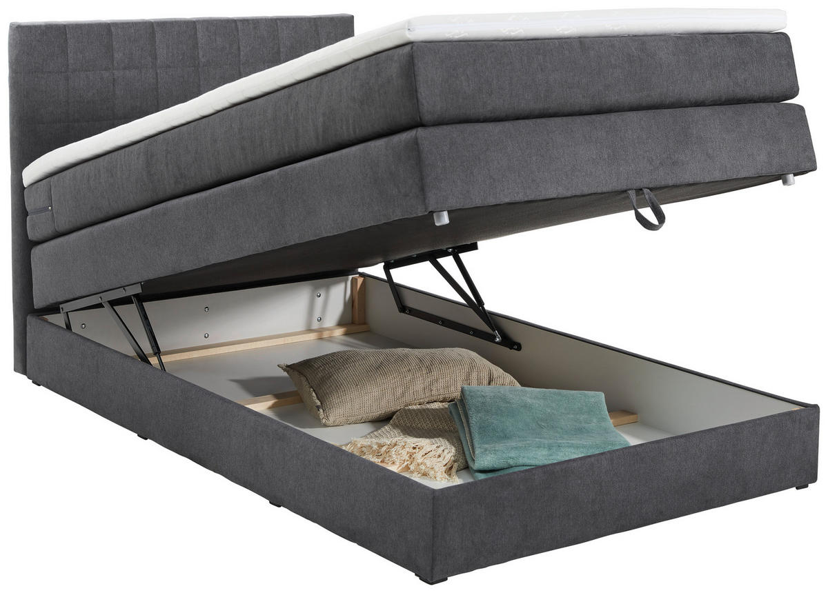 BOXSPRINGBETT 120/200 cm  in Anthrazit  - Anthrazit/Schwarz, Design, Kunststoff/Textil (120/200cm) - Xora