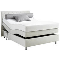 BOXSPRINGBETT 140/200 cm,  in Hellgrau, Matratze, gepolstertes Kopfteil, motorische Verstellbarkeit, H3 = fest  - Hellgrau/Schwarz, Design, Kunststoff/Textil (140/200cm) - RUF Betten