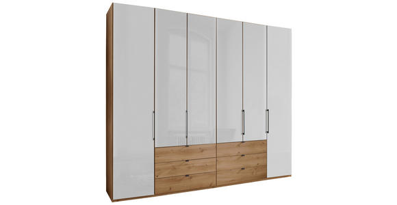 DREHTÜRENSCHRANK  in Weiß, Eiche Bianco  - Schieferfarben/Eiche Bianco, KONVENTIONELL, Glas/Holzwerkstoff (250/236/58cm) - Dieter Knoll