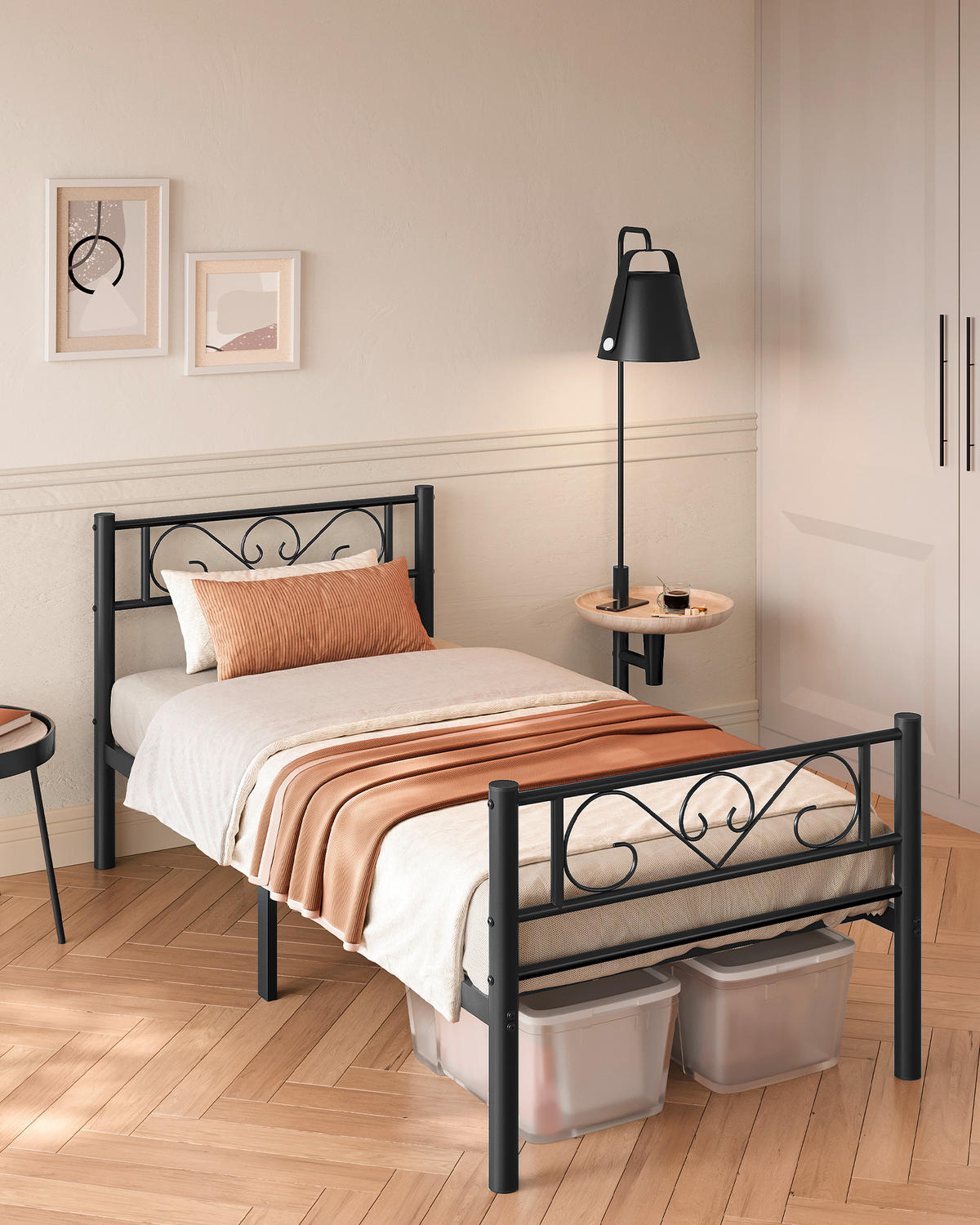 KOVOVÁ POSTEL, 90/200 cm černá - černá, Basics, kov (90/200cm) - Boxxx