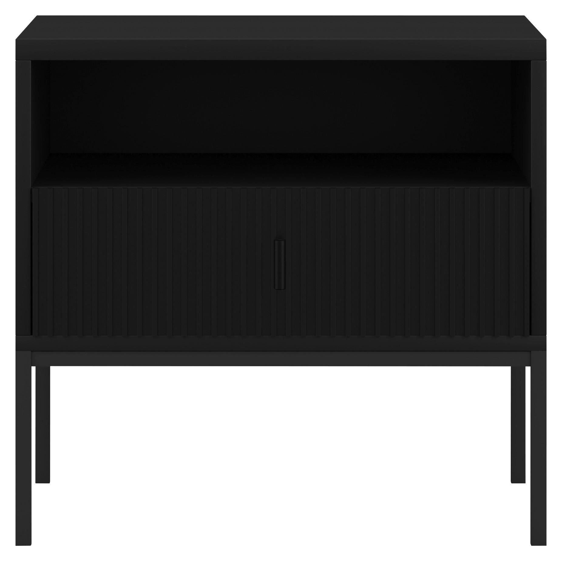 NACHTSCHRANK 53,9/52,4/39 cm - Schwarz, Design, Holzwerkstoff/Metall (53,9/52,4/39cm) - Xora