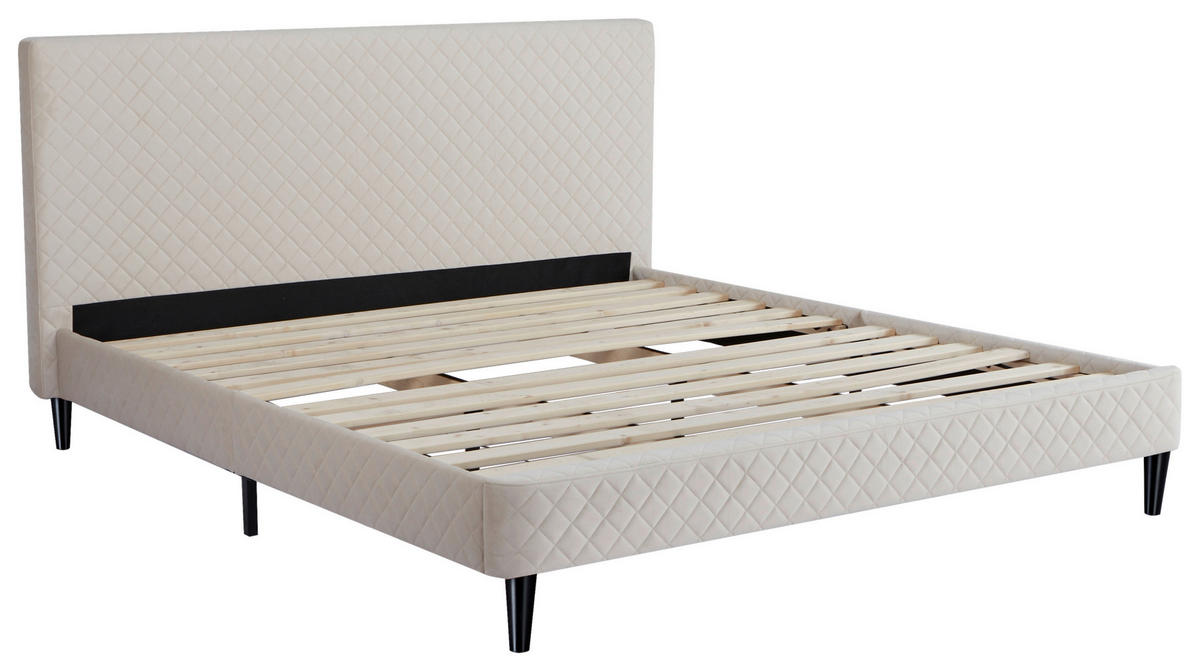 POLSTERBETT 180/200 cm,  in Beige, Lattenrost,  - Beige/Schwarz, Design, Holz/Kunststoff (180/200cm) - Boxxx