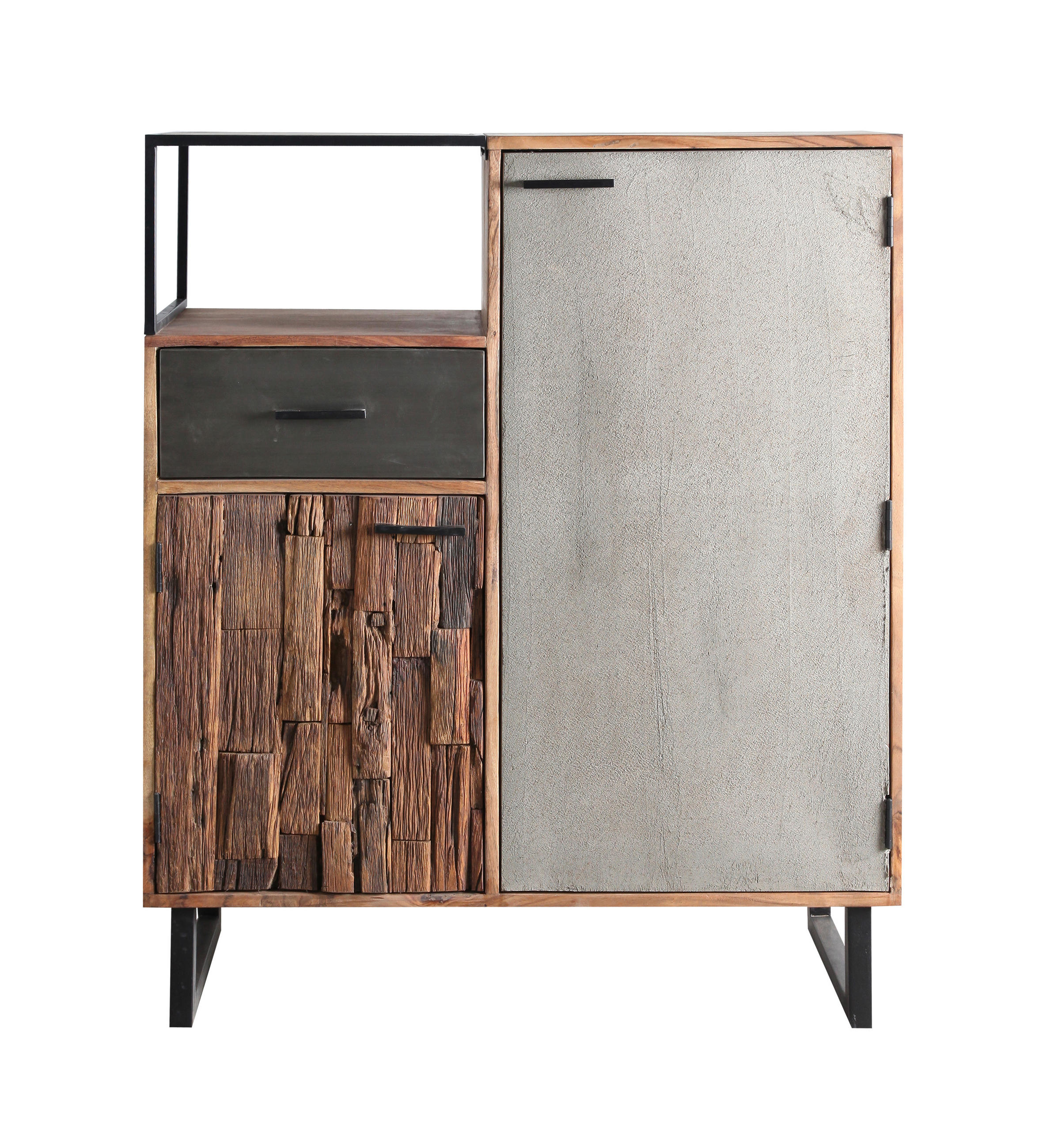 BYRÅ grå, akaciefärgad, ljusbrun  100/122/40 cm  - ljusbrun/svart, Design, metall/trä (100/122/40cm) - Carryhome